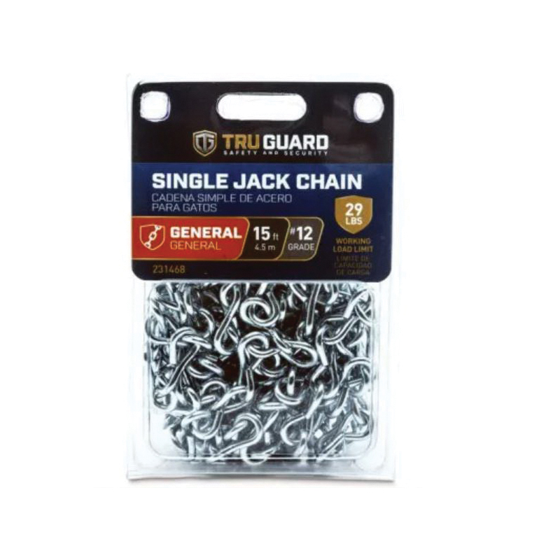 Tru-Guard 5978000TGN Jack Chain, #12, 15 ft L, Steel, Zinc, 29 lb Working Load
