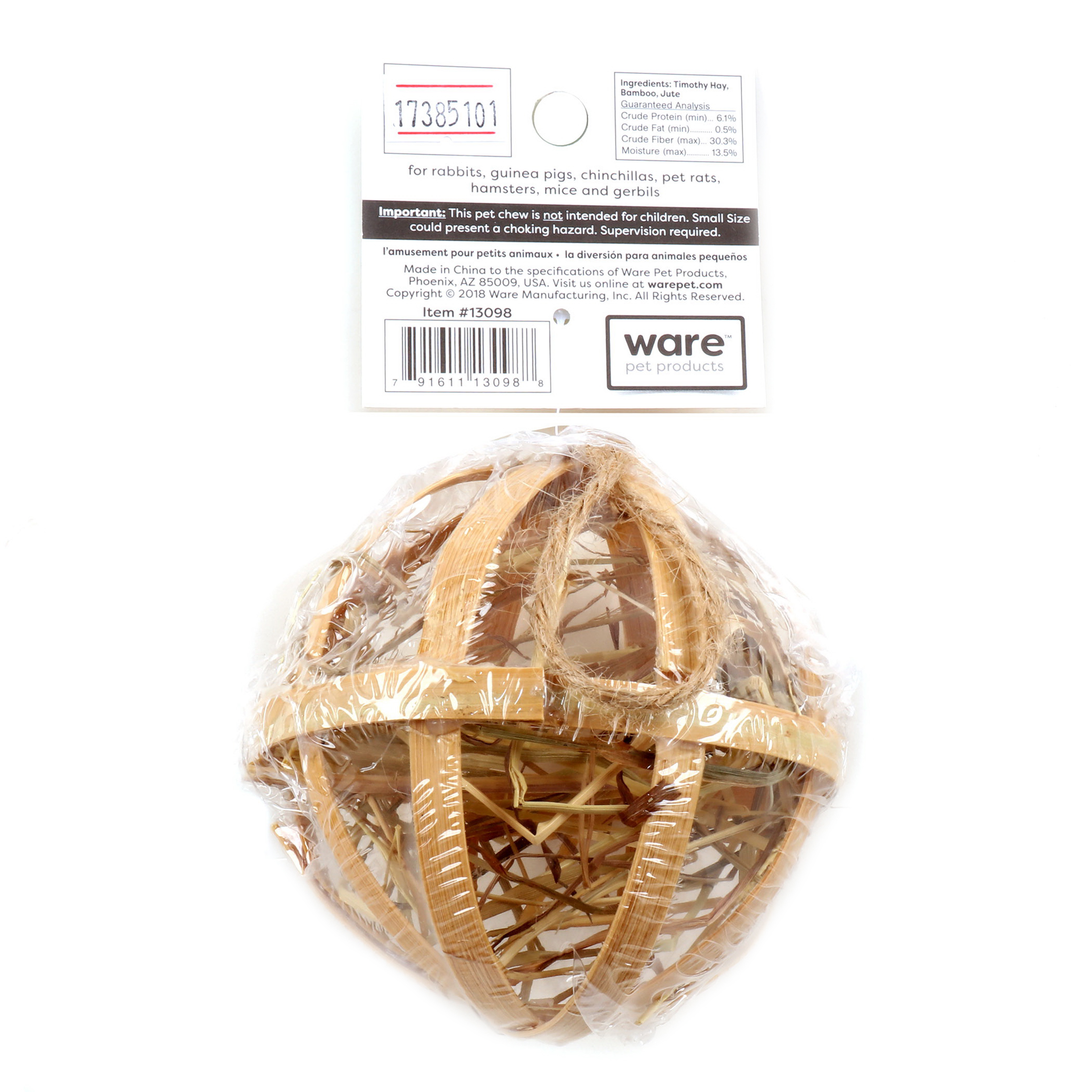 Ware 13098 Treat Ball, Chinchilla, Gerbil, Guinea Pig, Hamster, Mice, Pet Rat, Rabbit, Small Breed