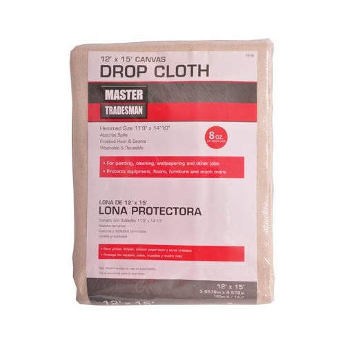 Master Tradesman 58903 Drop Cloth, 15 ft L, 12 ft W, Canvas