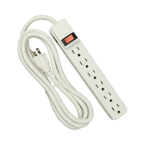 Master Electrician PS-669-8FT Power Strip, 14 AWG Cable, 8 ft L Cable, 6 -Socket, 15 A, White
