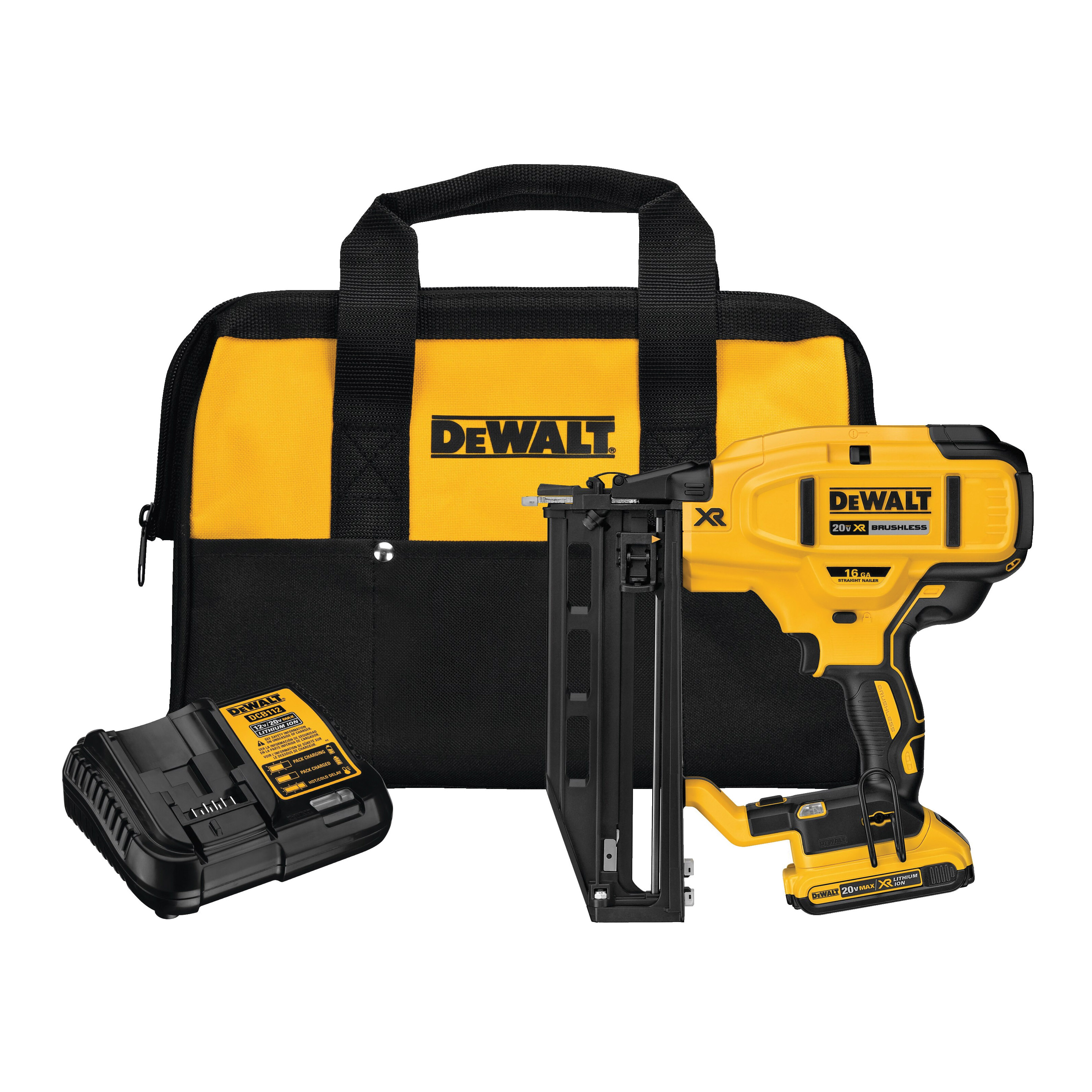 DCN662D1 Finish Nailer Kit, Battery Included, 20 V, 2 Ah, 110 Magazine, Straight Collation, 16 ga Nail