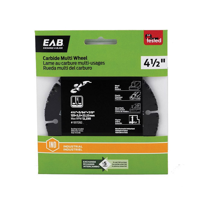 Exchange-A-Blade 1017282 Multi-Wheel, 4-1/2 in Dia, 7/8 in Arbor, Carbide Abrasive - 2