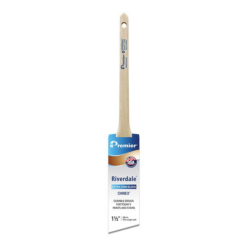Riverdale 17240 Paint Brush, 1-1/2 in W, Thin Angle Sash Brush, 2-3/16 in L Bristle, Chinex Bristle