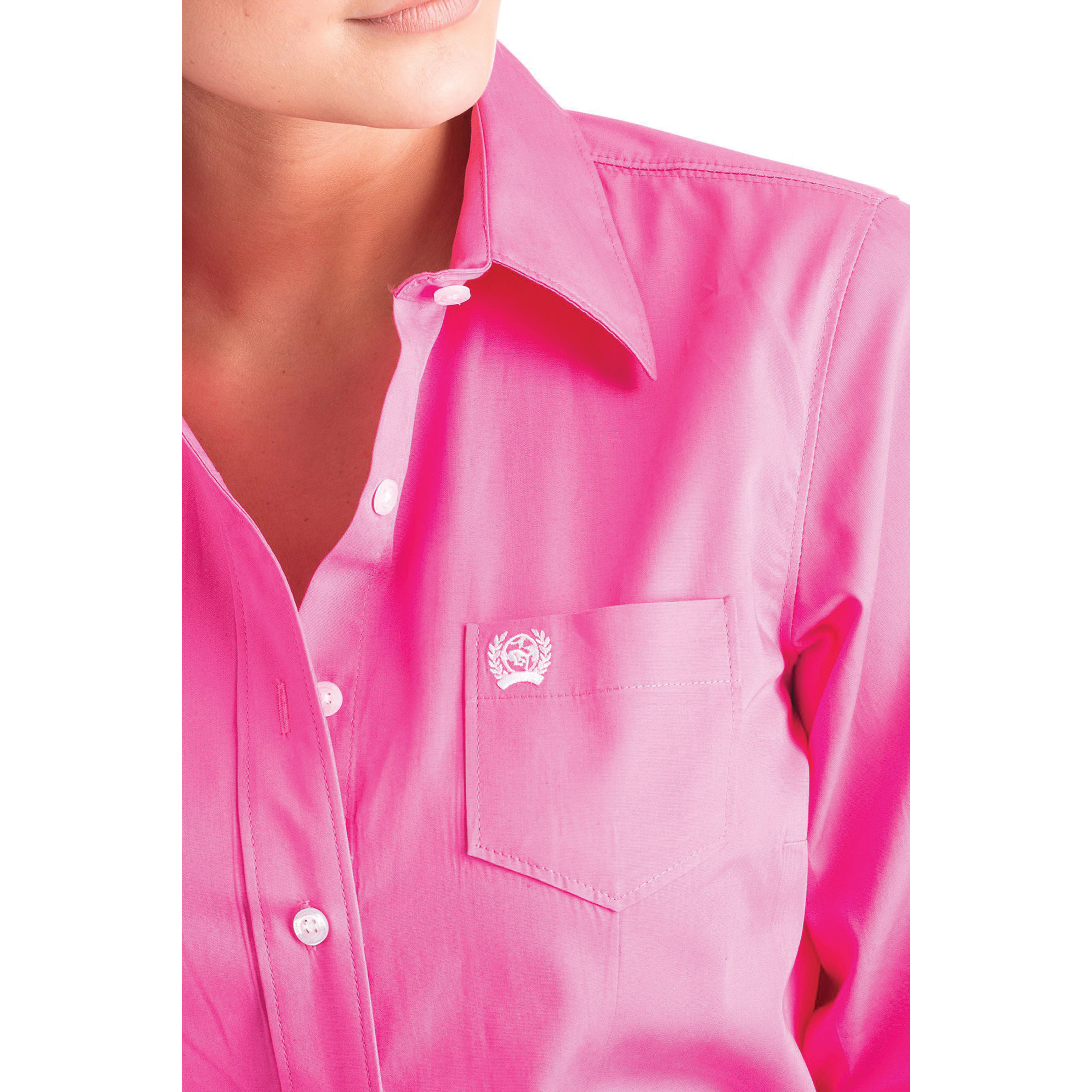 Cinch Women's Solid Pink Button Down Western Shirt