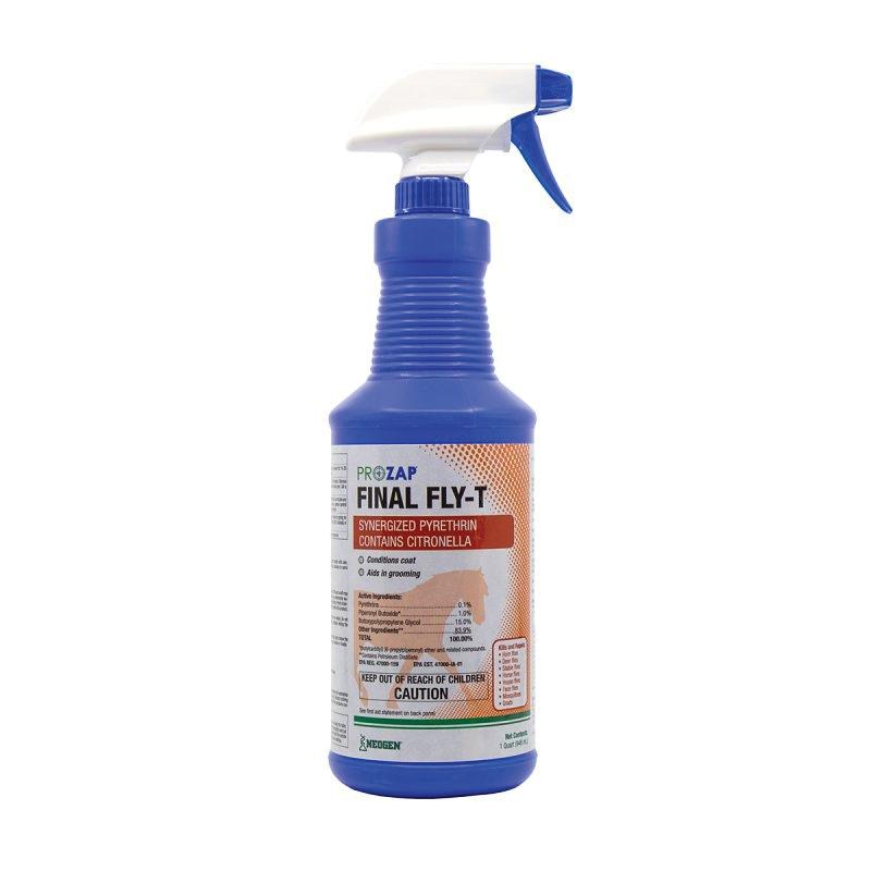 Final-Fly-T 1597510 Fly-Die Equine Spray, Liquid, Clear/Light Yellow, Characteristic, Strong, 1 qt