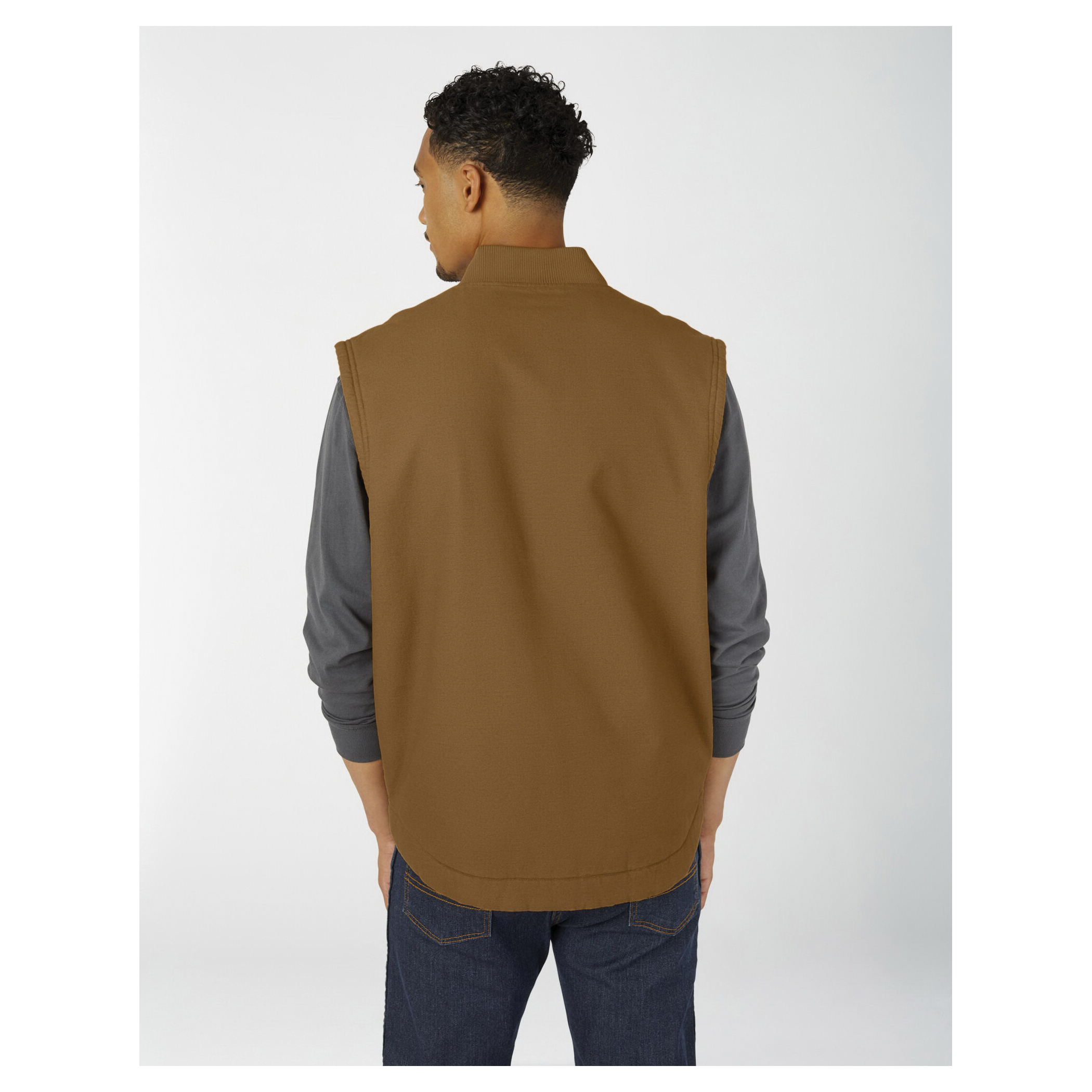Dickies TE357-RBD-L Vest, L, Cotton, Brown, Zipper Closure