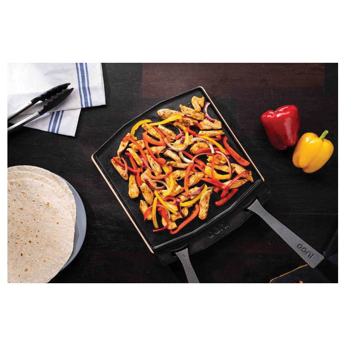 Ooni UU-P0A000 Dual-Sided Grizzler Plate, Cast Iron, Cast Iron Handle, Removable Handle - 5