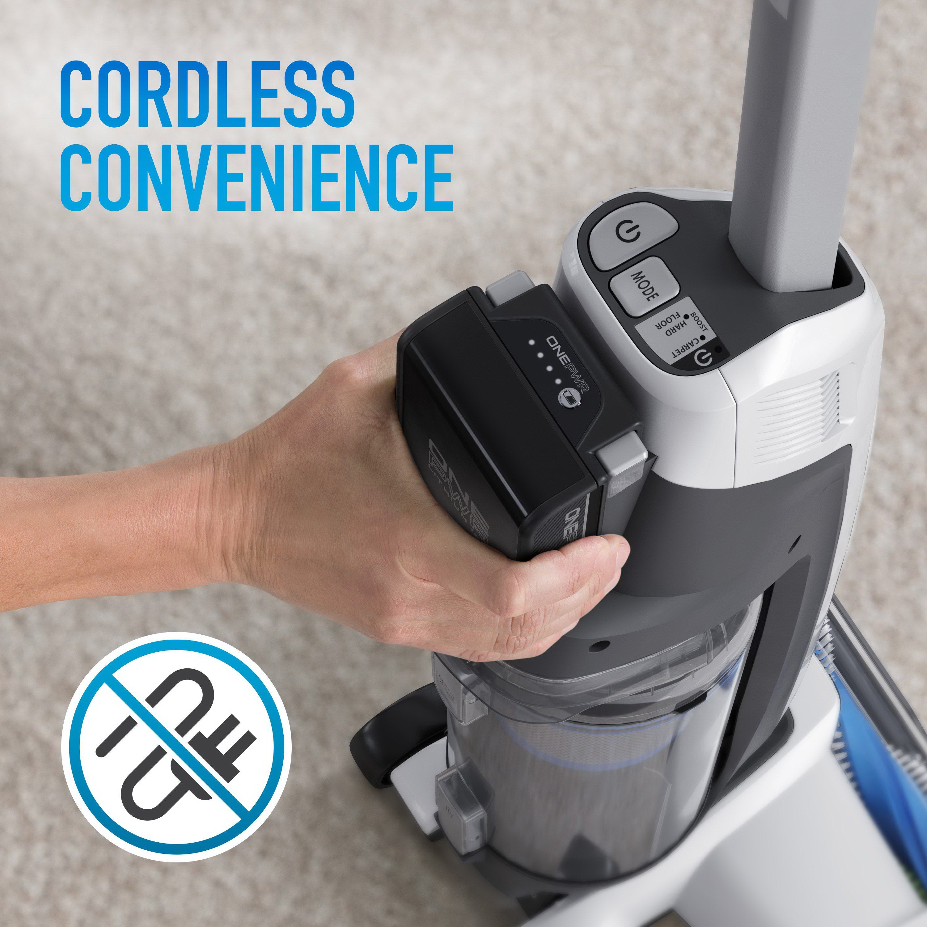 HOOVER ONEPWR Evolve BH53420V Cordless Upright Vacuum, 1/4 gal Vacuum, Washable Filter, 20 V, White Housing - 3