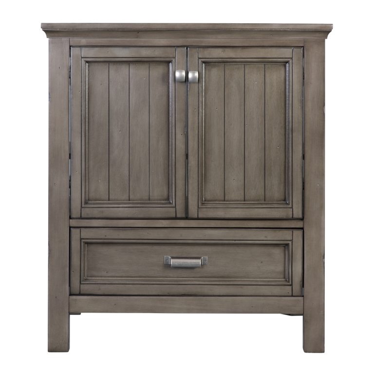 Brantley Series BAGV3022D Vanity, Wood, Distressed Gray, Free-Standing Installation, 2-Cabinet Door