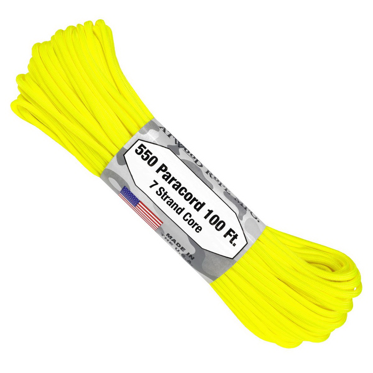 Atwood Rope Mfg SS19NEONYLW Paracord, 5/32 in Dia, 100 ft L, Neon Yellow - 2