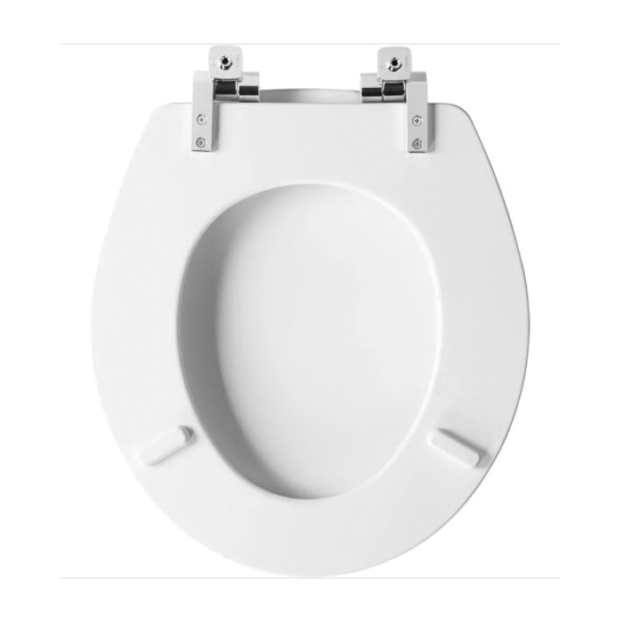 Benton Toilet Seat, Mayfair, Round, Metal/Wood, White, Slow-Close Hinge - 3