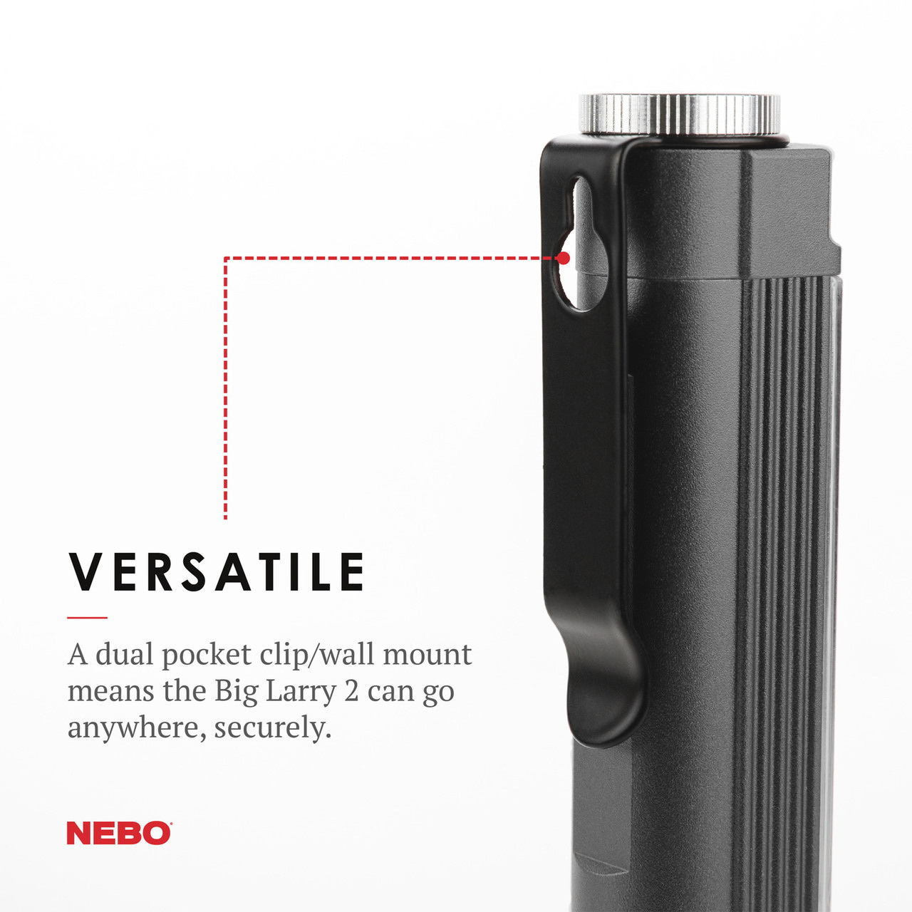 Nebo BIG Larry 2 Series NEB-WLT-0001 Bright Flashlight and Work Light, AA Battery, Storm Gray
