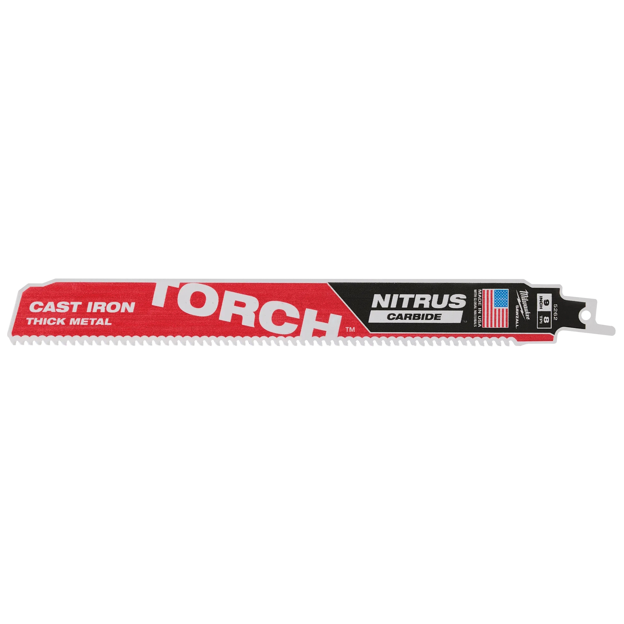 The Torch SAWZALL 48-00-5262 Reciprocating Saw Blade, 2 in W, 9 in L, 7 TPI, Nitrus Carbide Cutting Edge