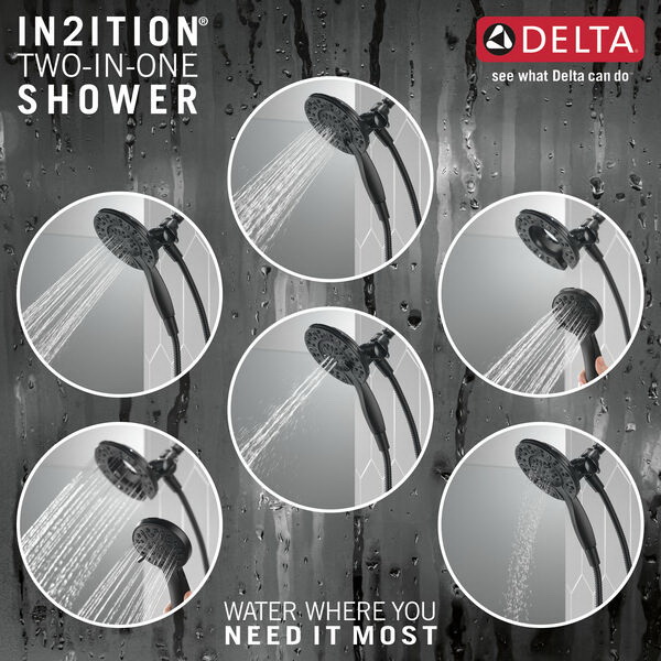 In2Ition 2-in-1 Shower, Delta, 4-Spray Function, Matte Black - 5