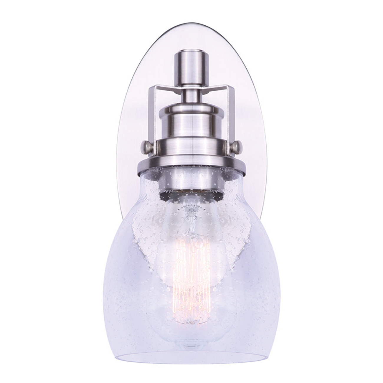 Carson Vanity Light, Canarm, 1-Light, Brushed Nickel, Seeded Glass - 2