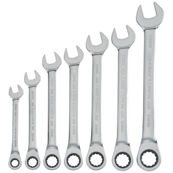 CMMT87019 Wrench Set, 7-Piece, Steel, Polished Chrome
