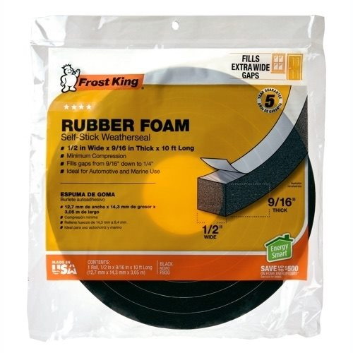 Frost King R538WH Self-Stick Tape, 3/8 in W, 10 ft L, 5/16 in Thick, Foam/Rubber, White
