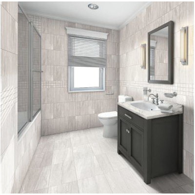 Linden Point Porcelain Tile, Daltile, 12 in W x 24 in L, Bianco - 4