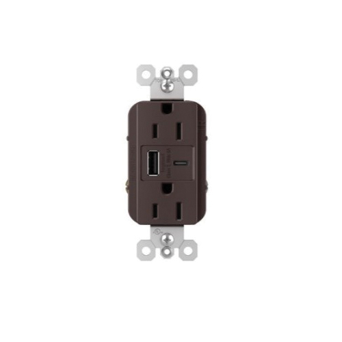 radiant R26USBAC6DBCCV4 USB Outlet, Type A/C, 15 A, 125 V, NEMA 5-15R, Dark Bronze