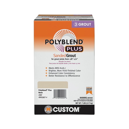 Polyblend Plus PBPG3827-4 Sanded Grout, Solid Powder, Characteristic, Bone, 7 lb Box