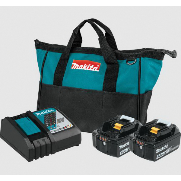 Makita BL1850BDC2 Battery and Rapid Optimum Charger Starter Pack, 18 V Battery, 5 Ah, 45 min Charging