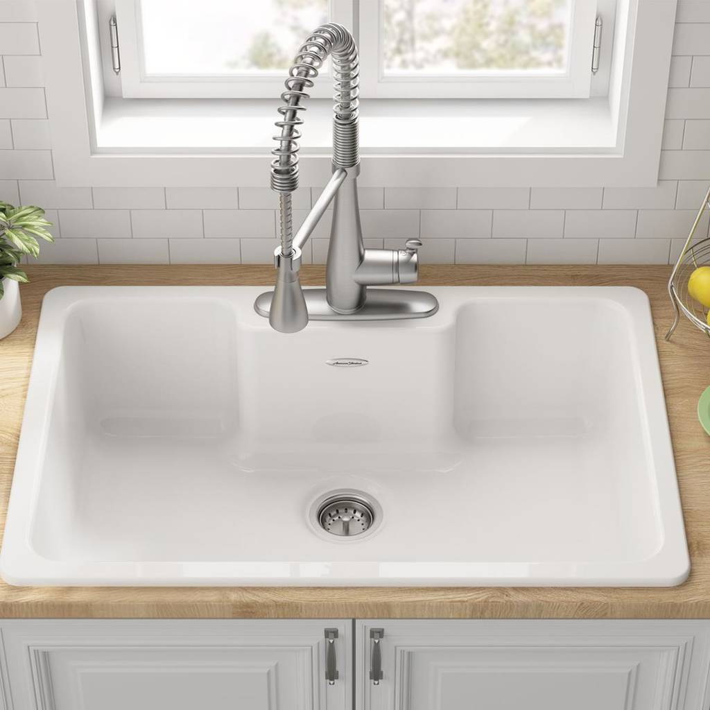 Quince Kitchen Sink, American Standard, Top-Mount, 1-Bowl, 3-Hole, Cast Iron - 2