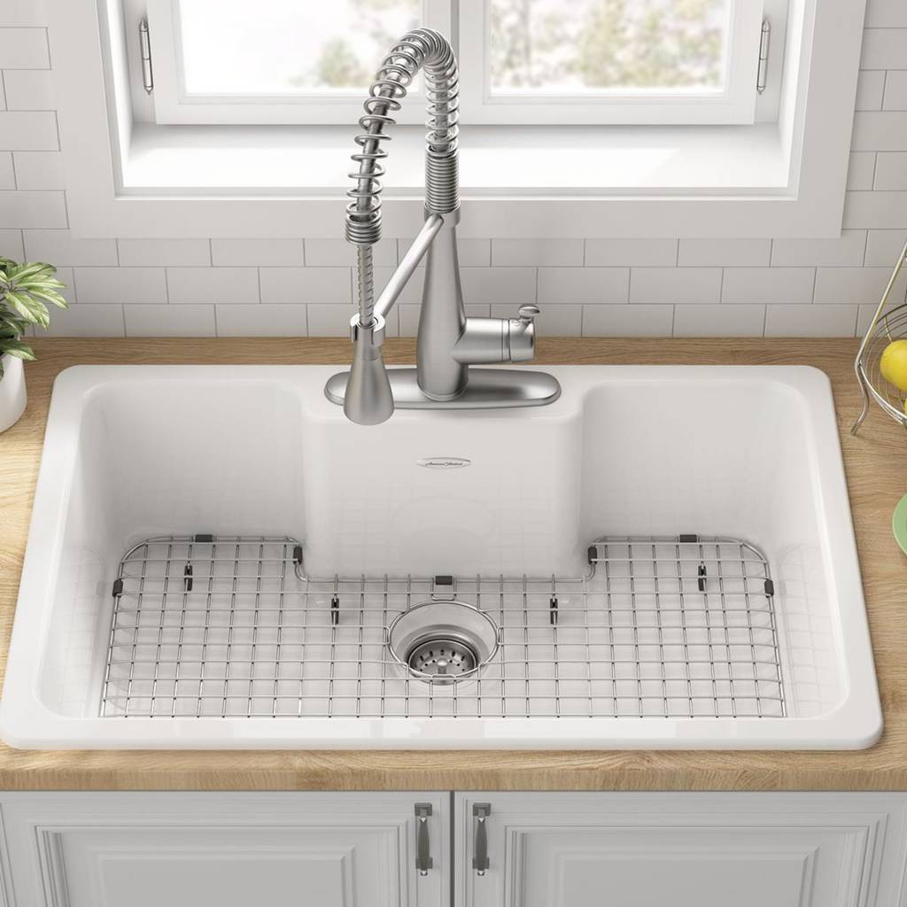 Quince Kitchen Sink, American Standard, Top-Mount, 1-Bowl, 3-Hole, Cast Iron - 3