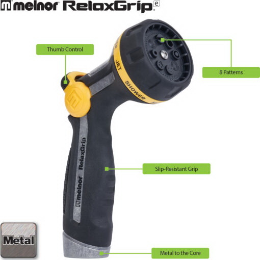 8-Pattern Nozzle, Melnor, Relaxgrip, Metal - 2