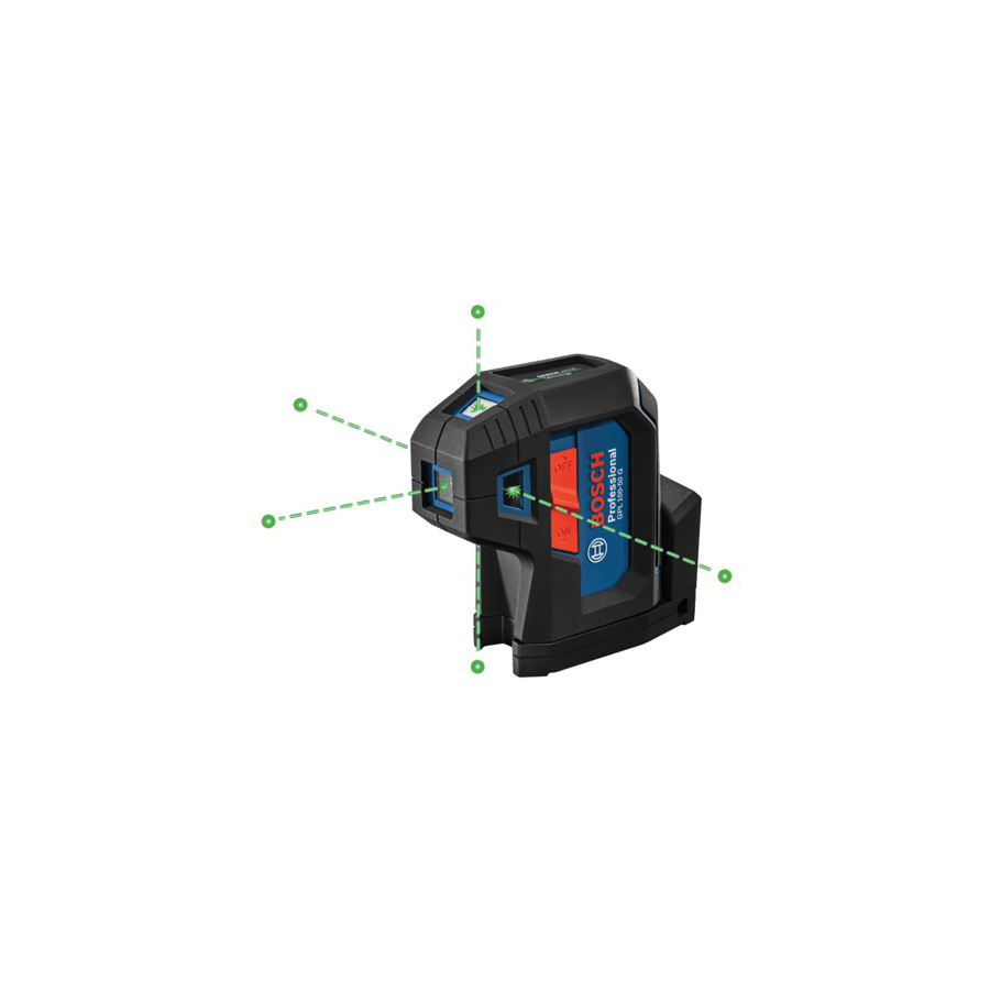 Bosch GPL100-50G Five-Point Alignment Laser Level, 125 ft, +/-1/8 in at 30 ft Accuracy, 2-Beam, Green Laser