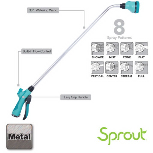 Melnor Sprout SP15680GG Watering Wand, 8-Spray Pattern, Gooseberry Green, 33 in L Wand - 3