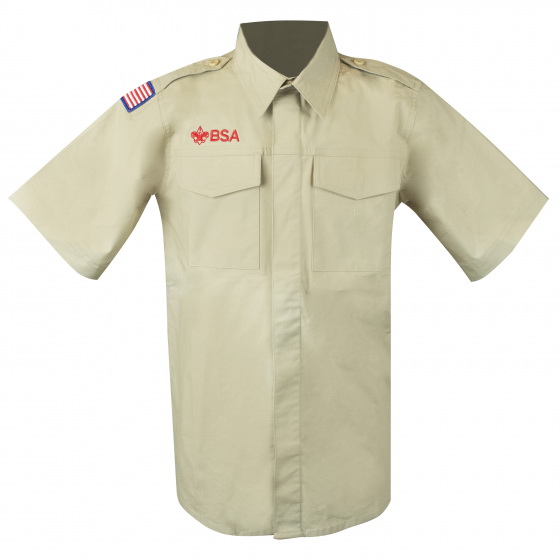 Boy Scouts Of America 653827 Shirt, Boy's, M, Cotton/Polyester/Spandex, Khaki, BSA Logo Print/Pattern, Short Sleeve - 1