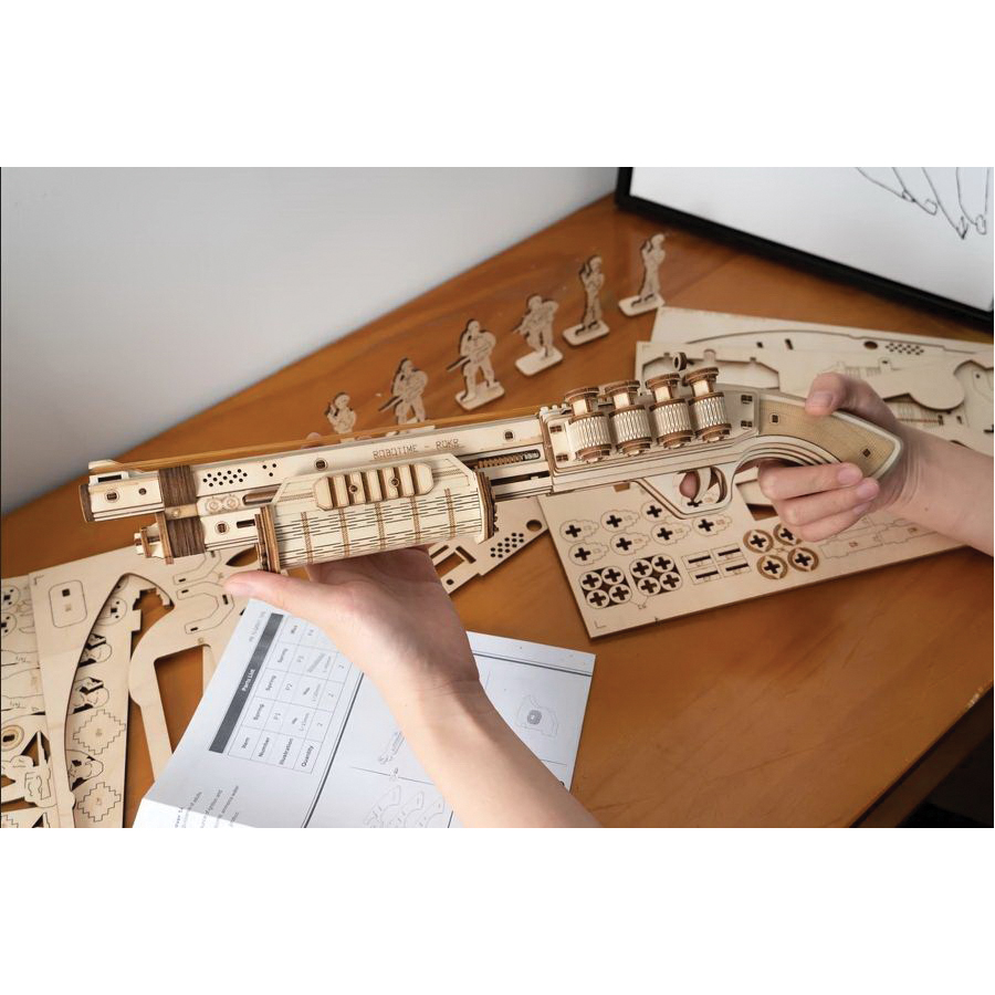 Hands Craft LQ501 3D Rubber Band Gun Puzzle Terminator, Wood - 3