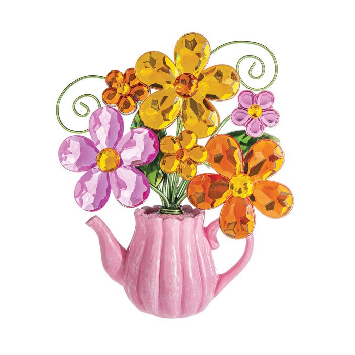 Ganz ACRY-771A Daisy Teapot Posy Pot, Multi-Color - 3