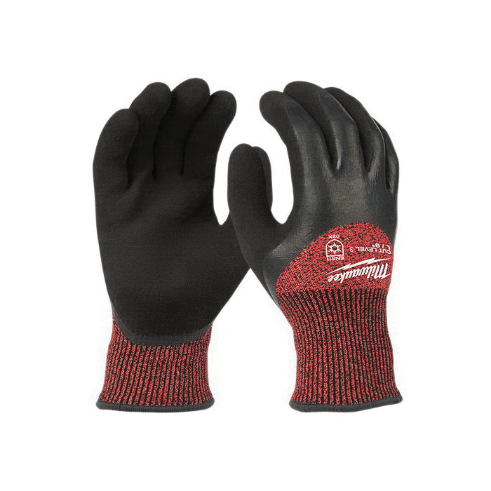 48-22-8920 Winter Dipped Gloves, Men's, S, 6.69 to 7.09 in L, Elastic Knit Cuff, Latex Palm, Black/Red
