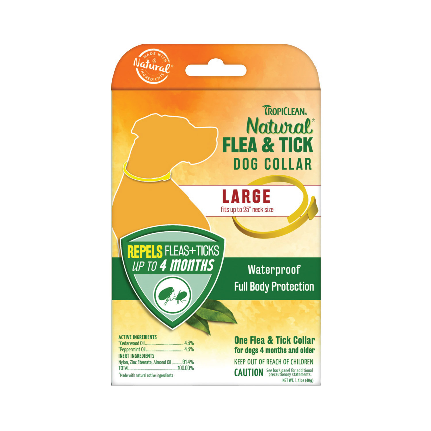 TropiClean FTLGCR Flea and Tick Collar, 25 in, L Breed, Lasts up to: 4 months - 1