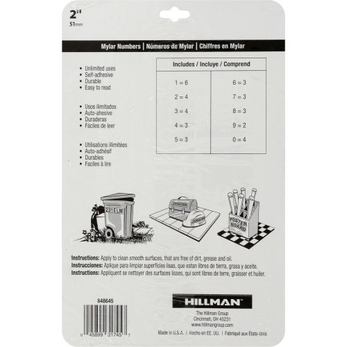 Square-Cut House Number Pack, Hillman, Reflective Mylar, 2 in, 35 PC - 3