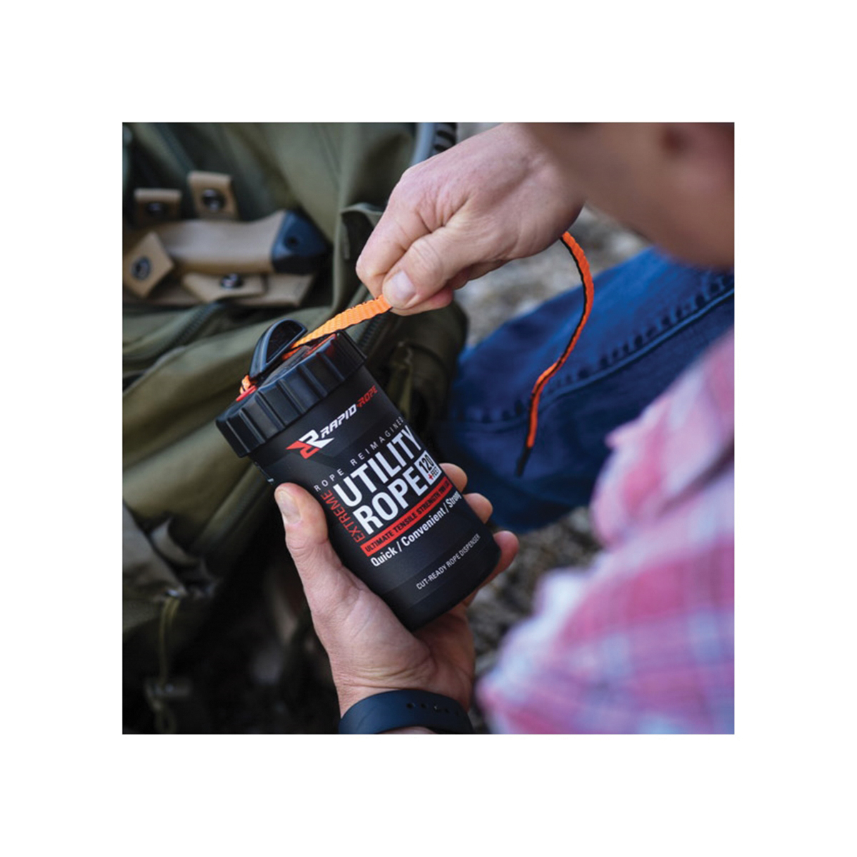 Rapid Rope RRCO6010 Rapid Rope Canister with Cutter, Shatterproof, Orange - 4