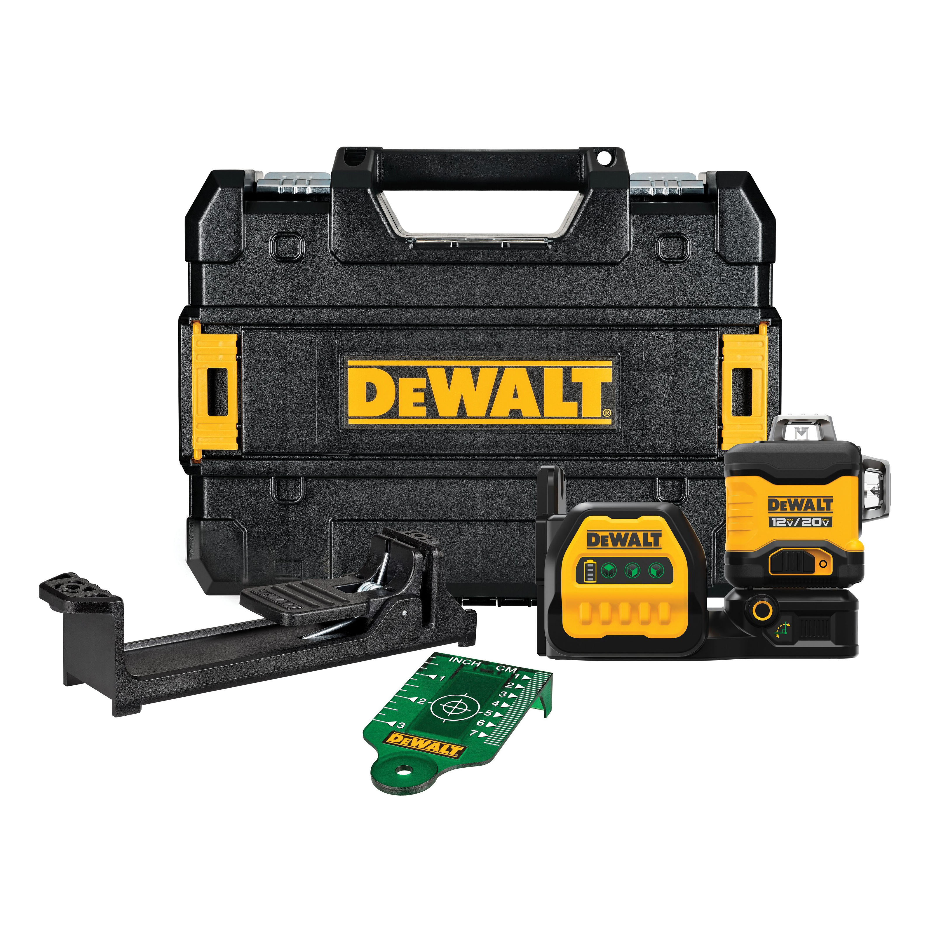 DeWALT DCLE34030GB Cross Line Laser Level, 165 ft, 1/8 in at 30 ft Accuracy, 3-Beam, Green Laser
