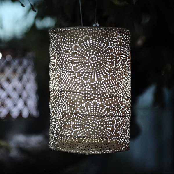 Allsop 30535 Lantern, Cylinder, Battery, Solar, 2-Lamp, LED Lamp, Tyvek, Bronze