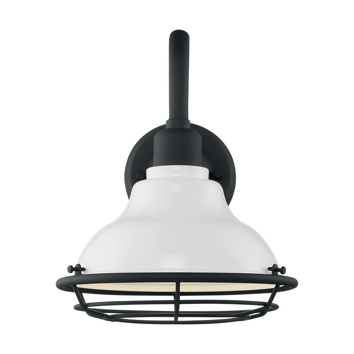 Satco Newbridge 60-7021 Sconce, 120 V, Incandescent Lamp, Steel Fixture, Gloss White/Textured Black Fixture - 2