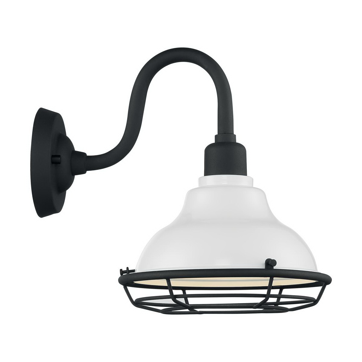Satco Newbridge 60-7021 Sconce, 120 V, Incandescent Lamp, Steel Fixture, Gloss White/Textured Black Fixture - 3