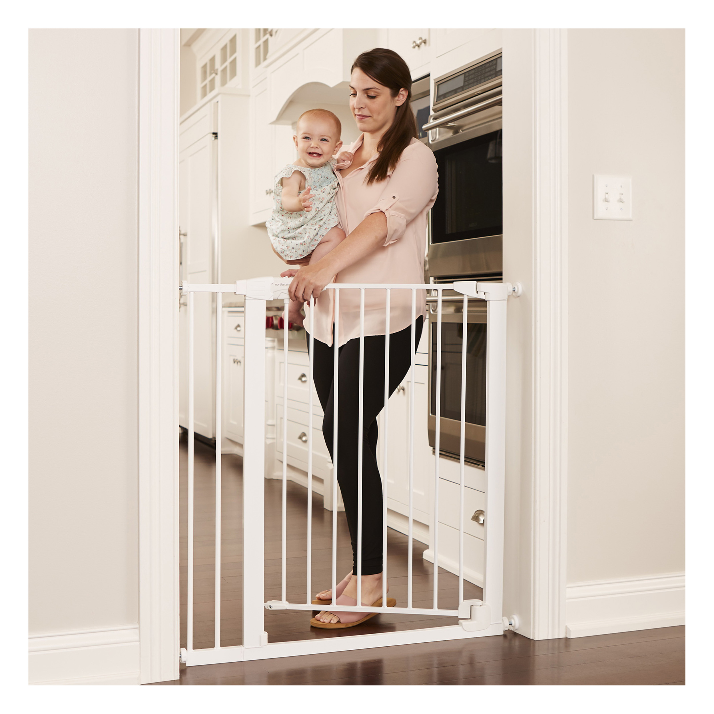Toddleroo by North States 5337 Auto-Close Gate, Metal, White, 36 in H Dimensions - 5