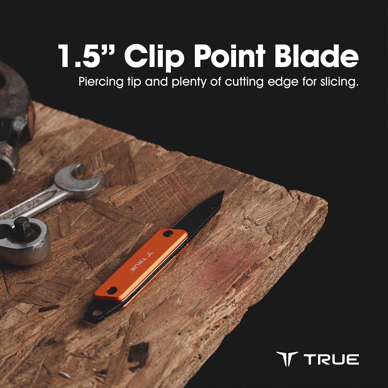 Nebo TRU-KNF-0003 Modern Keychain Knife, 1-1/2 in L Blade, Stainless Steel Blade, Orange Handle