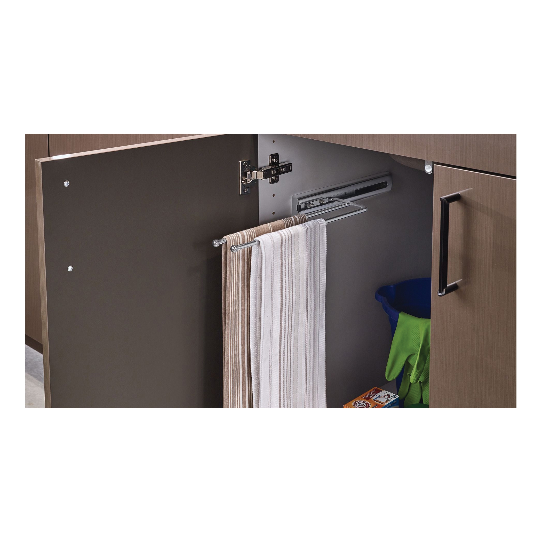 Pull Out Towel Bar, Rev-A-Shelf, 3-7/8 in W, 12-7/8 in L, Chrome-Plated - 2