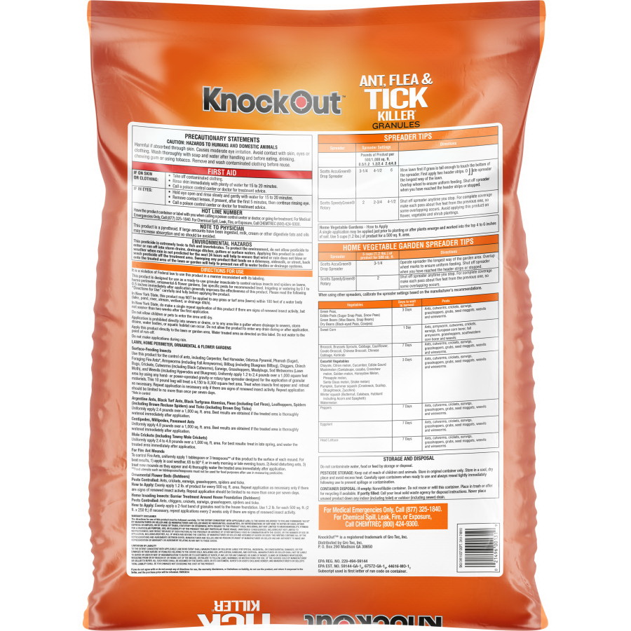 KnockOut 342031 Ant/Flea/Tick Killer, Granule, Landscapes, Lawns, Vegetable and Ornamental Garden, 10 lb