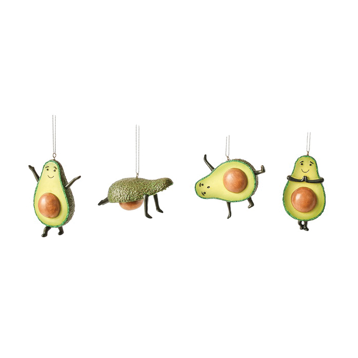 Ganz MX179426 Christmas Ornament, 3-3/4 in H, Avocado Yoga Guacin Around, Multi-Color