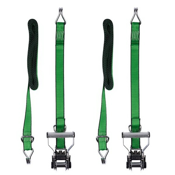 85422 Tie-Down, 1-1/4 in W, 16 ft L, Green, 1000 lb Working Load, J-Hook End
