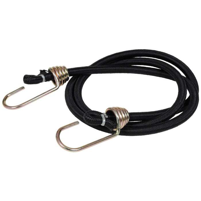 A06188Z Heavy-Duty Bungee Cord, 48 in L, Rubber, Black, Hook End