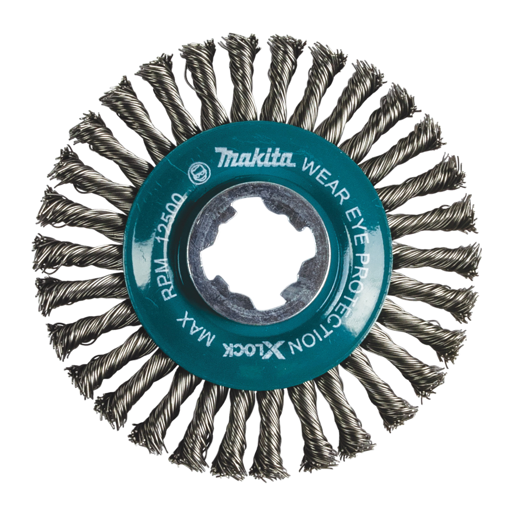 X-LOCK D-72659 Wire Wheel Brush, 4-1/2 in Dia, Stringer Bead Twist Bristle, 0.02 in Dia Bristle