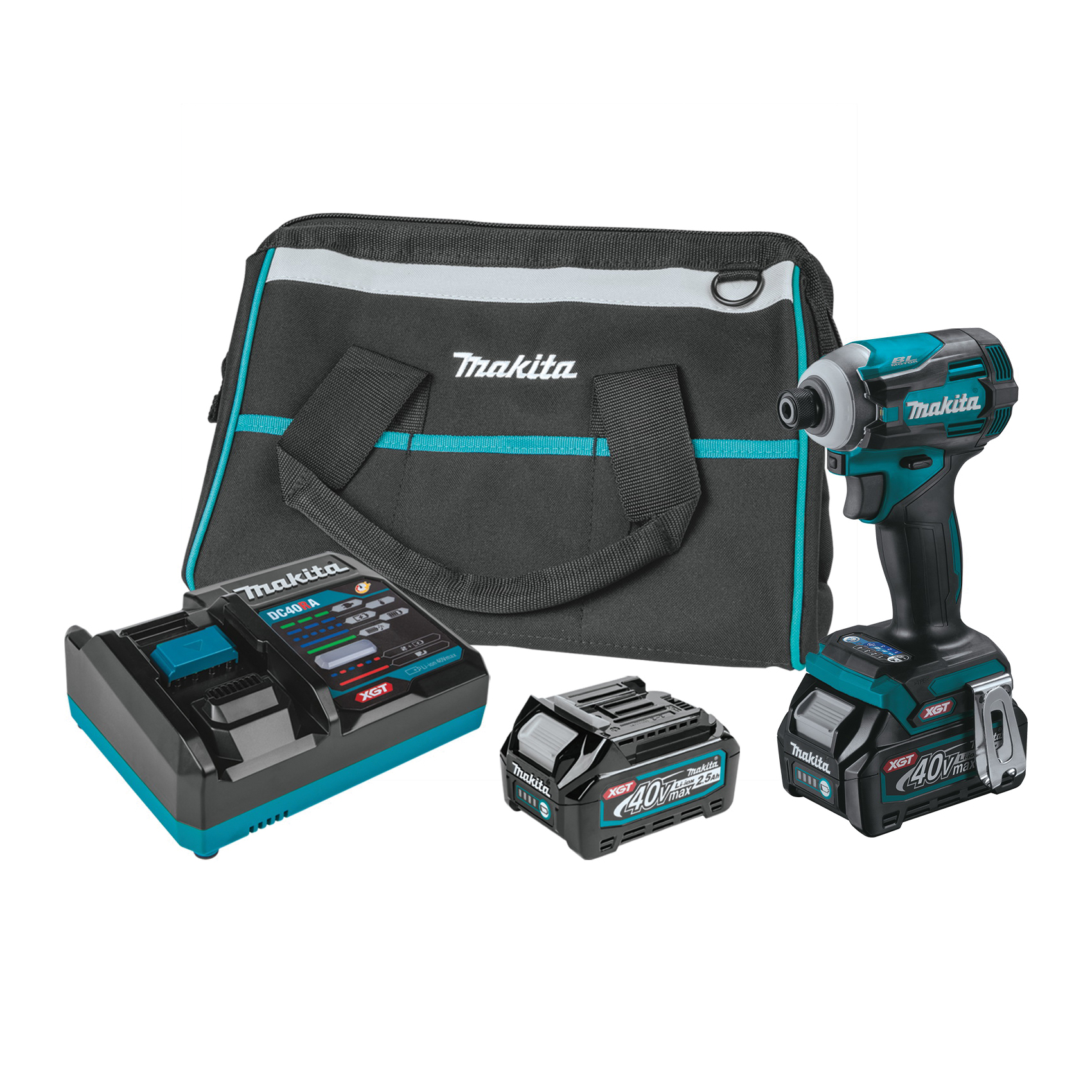 Makita XGT GDT01D Impact Driver Kit, Battery Included, 40 V, 2.5 Ah, 1/4 in Drive, Hex Drive - 1